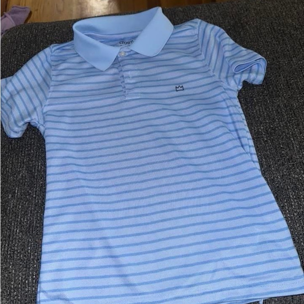 Crown & Ivy Blue and White Striped Polo Shirt